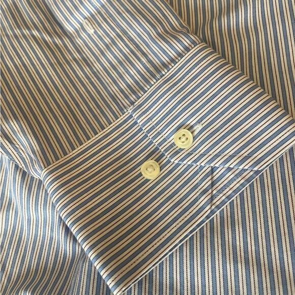 Brooks Brothers Regent Button Down Shirt Non Iron Red White Blue Stripes Mens 18 - Picture 4 of 10